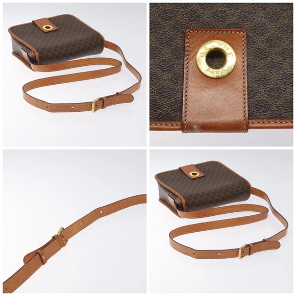 CELINE Macadam Canvas Shoulder Bag PVC Leather Brown Gold Auth 126619 - Picture 16 of 16